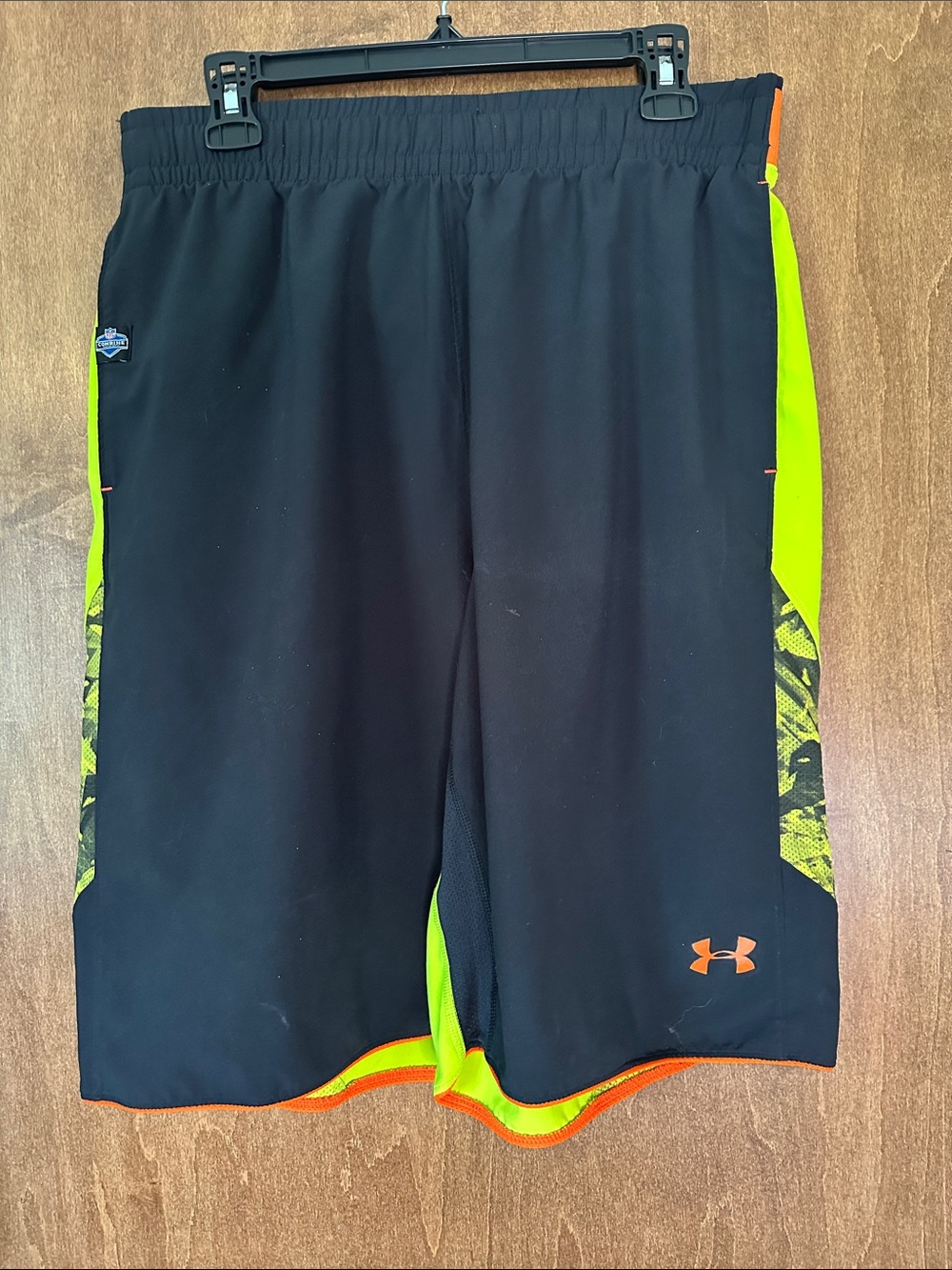 Under Armour Men's Black with Neon Yellow Athletic Shorts